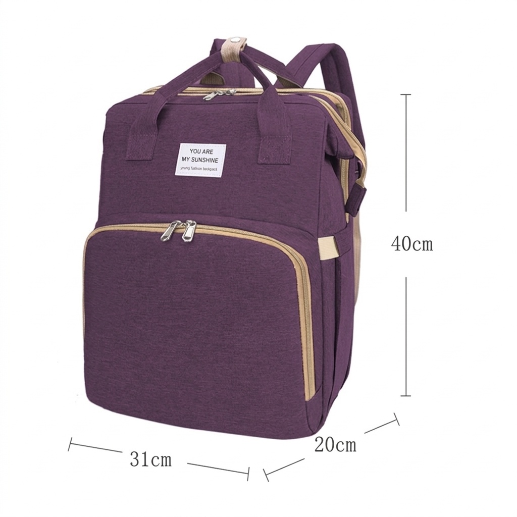 Mochila cambiador 2 en 1 con moisés portátil, cambiador, bolsillos térmicos y puerto de carga USB.