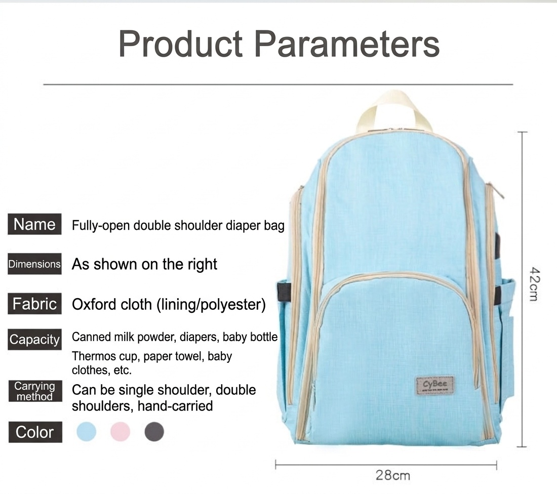 Mochila cambiador de gran capacidad, impermeable, de tela Oxford, ideal para viajes, con puerto USB, bolsillos térmicos para biberones y correas para cochecito.