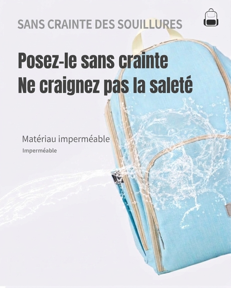 Sac à dos à langer grande capacité, imperméable, en tissu Oxford, avec port USB, poches isothermes pour biberons et sangles pour poussette.