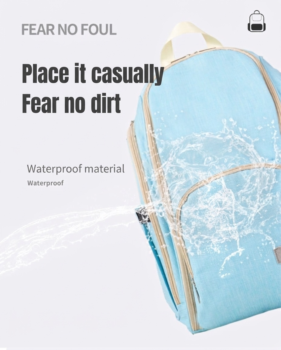 Mochila cambiador de gran capacidad, impermeable, de tela Oxford, ideal para viajes, con puerto USB, bolsillos térmicos para biberones y correas para cochecito.