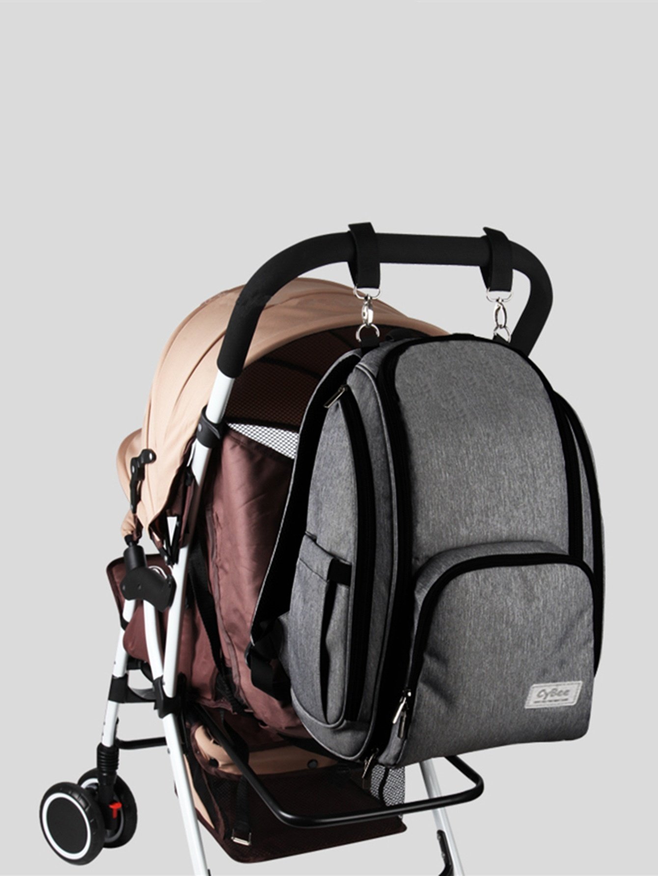 Mochila cambiador de gran capacidad, impermeable, de tela Oxford, ideal para viajes, con puerto USB, bolsillos térmicos para biberones y correas para cochecito.