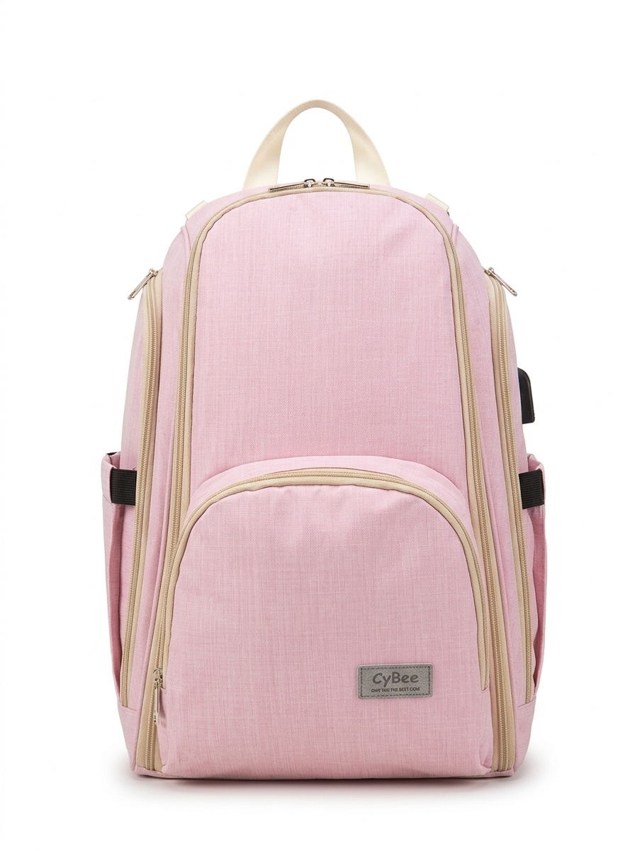 Mochila cambiador de gran capacidad, impermeable, de tela Oxford, ideal para viajes, con puerto USB, bolsillos térmicos para biberones y correas para cochecito.
