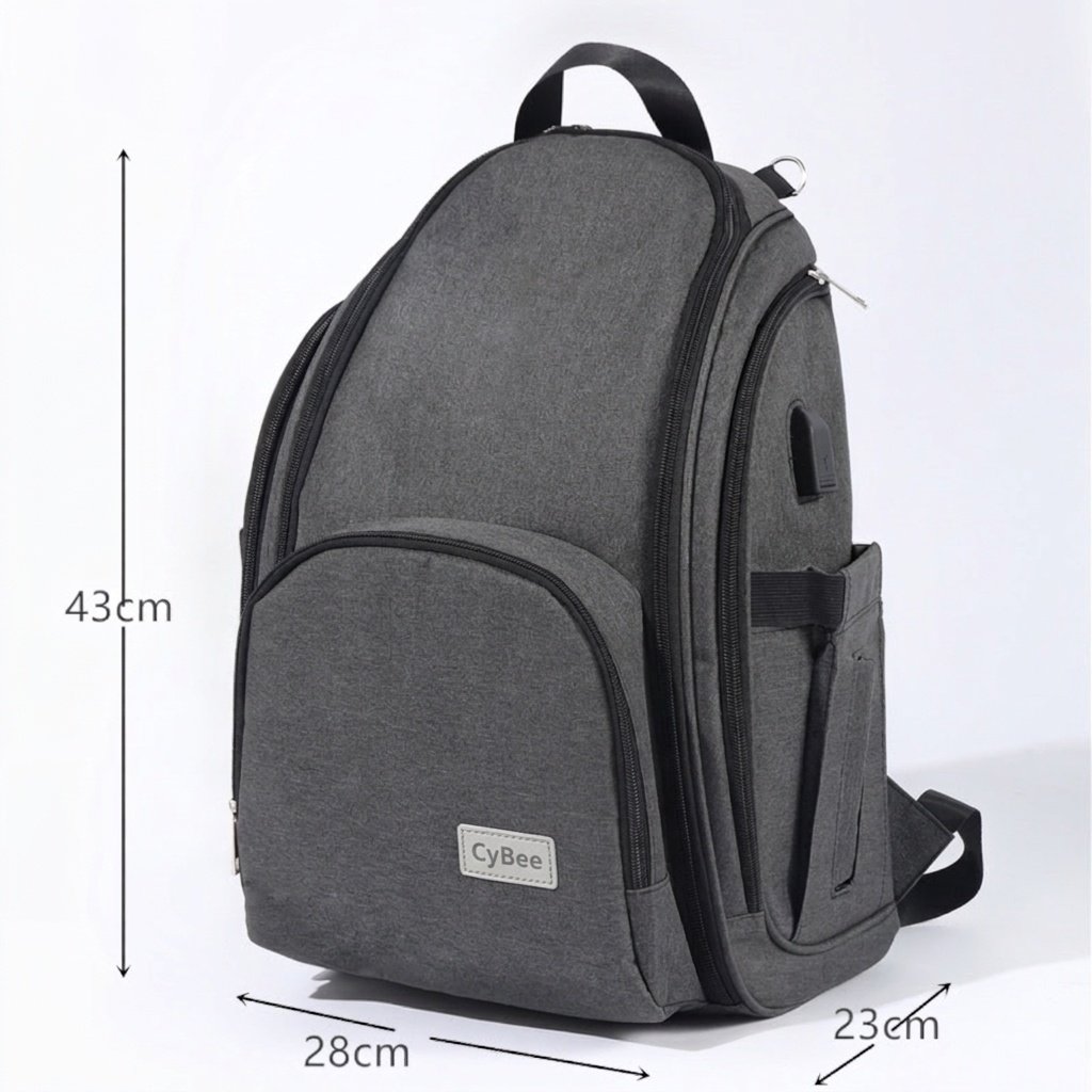 Mochila cambiador de gran capacidad, impermeable, de tela Oxford, ideal para viajes, con puerto USB, bolsillos térmicos para biberones y correas para cochecito.