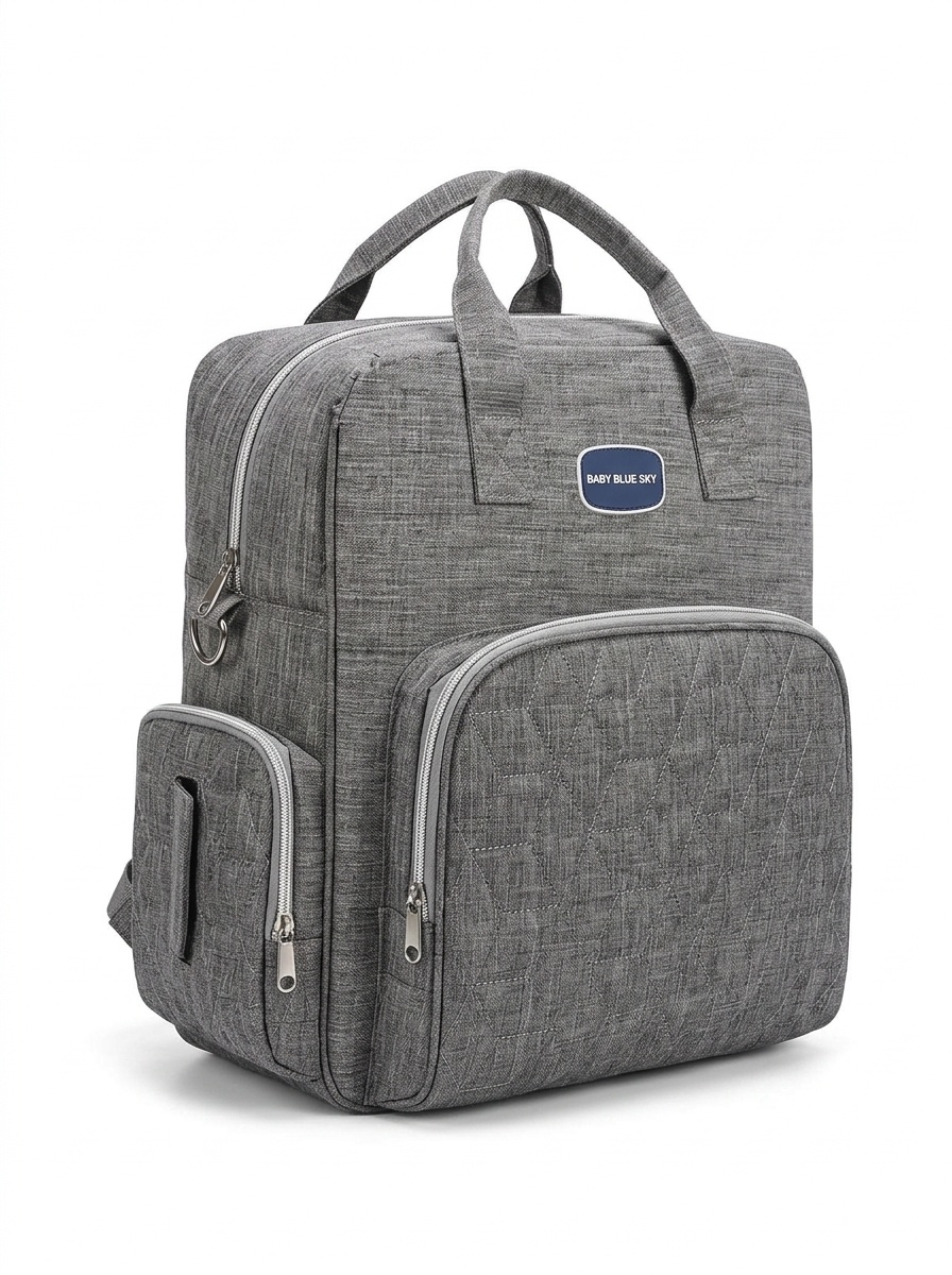Zaino fasciatoio multifunzionale con fasciatoio pieghevole, borsa da viaggio per neonati in tessuto Oxford impermeabile con tasche termiche.