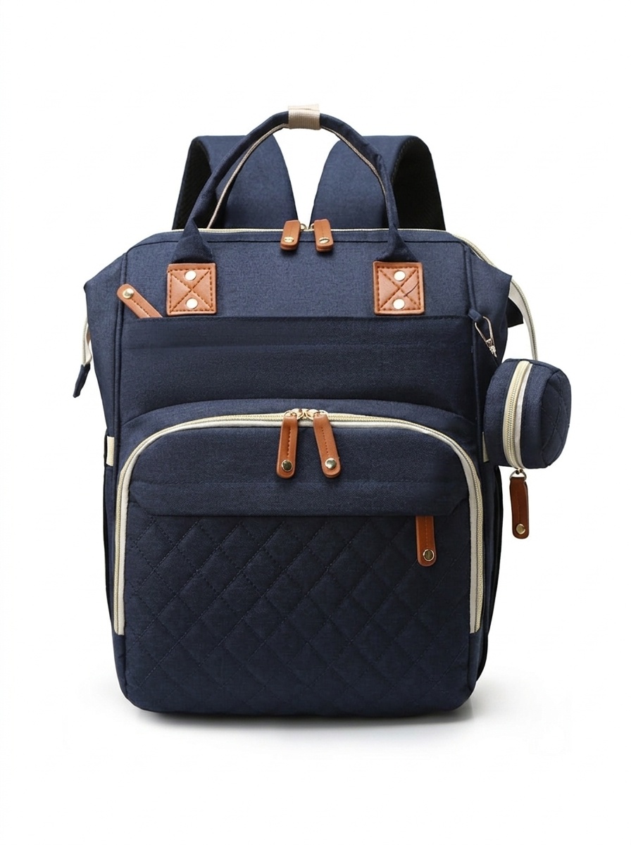 Mochila cambiador multifuncional, bolsa de pañales de viaje para bebé con puerto de carga USB, bolsillos térmicos y correas para cochecito.