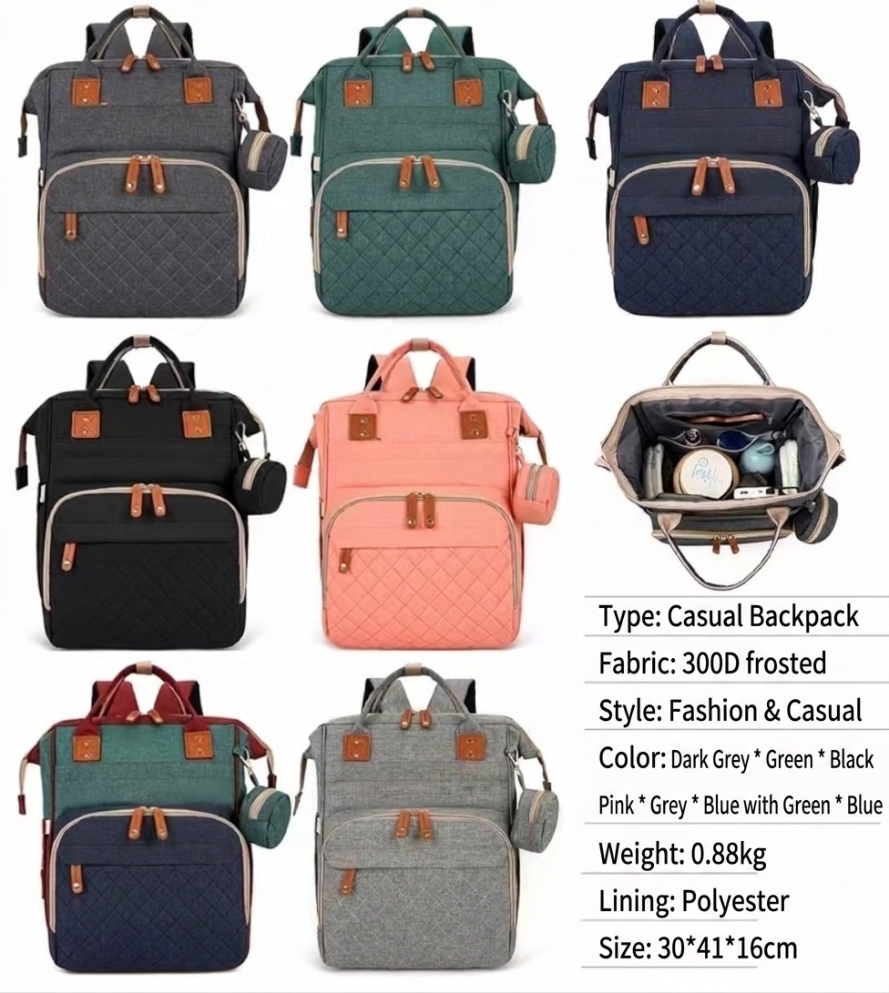 Mochila cambiador multifuncional, bolsa de pañales de viaje para bebé con puerto de carga USB, bolsillos térmicos y correas para cochecito.