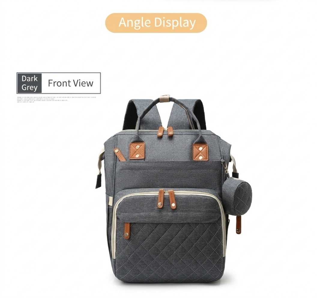 Mochila cambiador multifuncional, bolsa de pañales de viaje para bebé con puerto de carga USB, bolsillos térmicos y correas para cochecito.