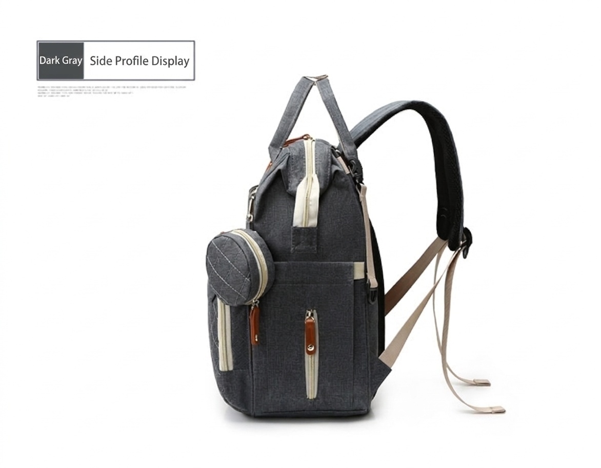 Mochila cambiador multifuncional, bolsa de pañales de viaje para bebé con puerto de carga USB, bolsillos térmicos y correas para cochecito.