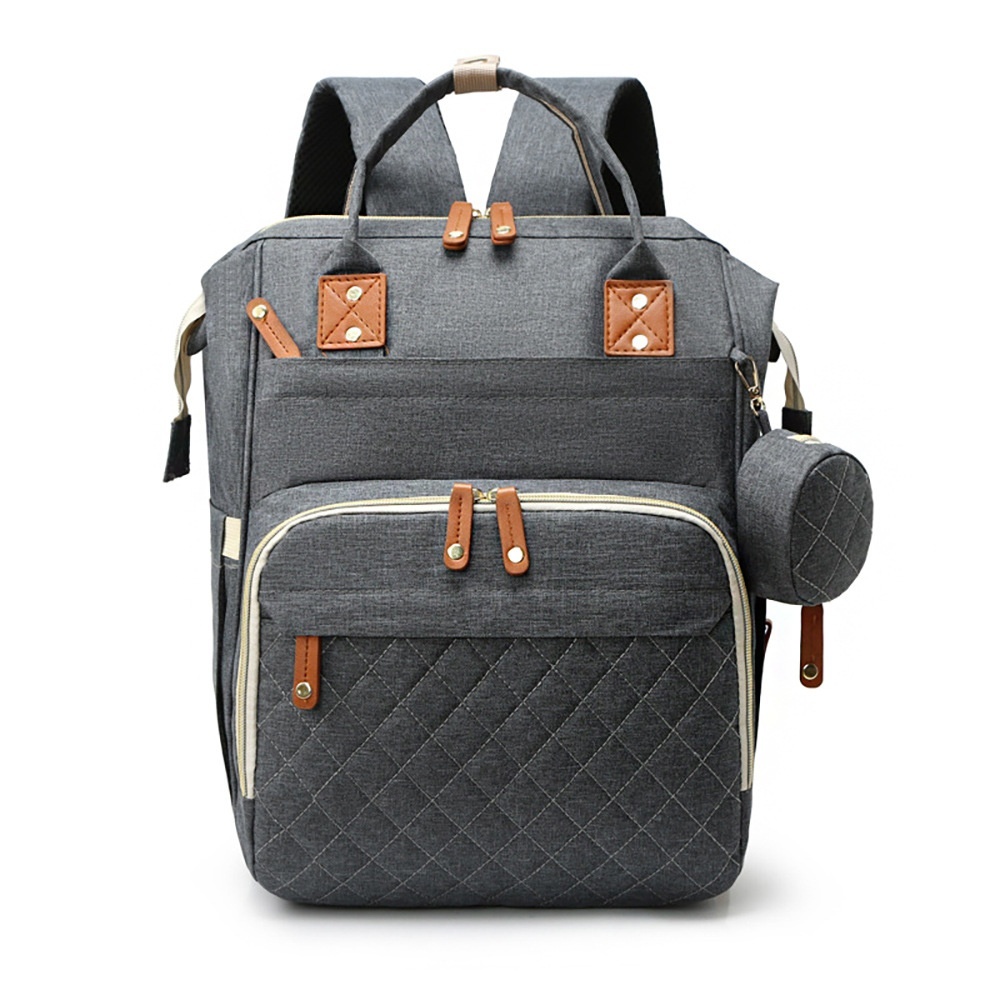 Mochila cambiador multifuncional, bolsa de pañales de viaje para bebé con puerto de carga USB, bolsillos térmicos y correas para cochecito.
