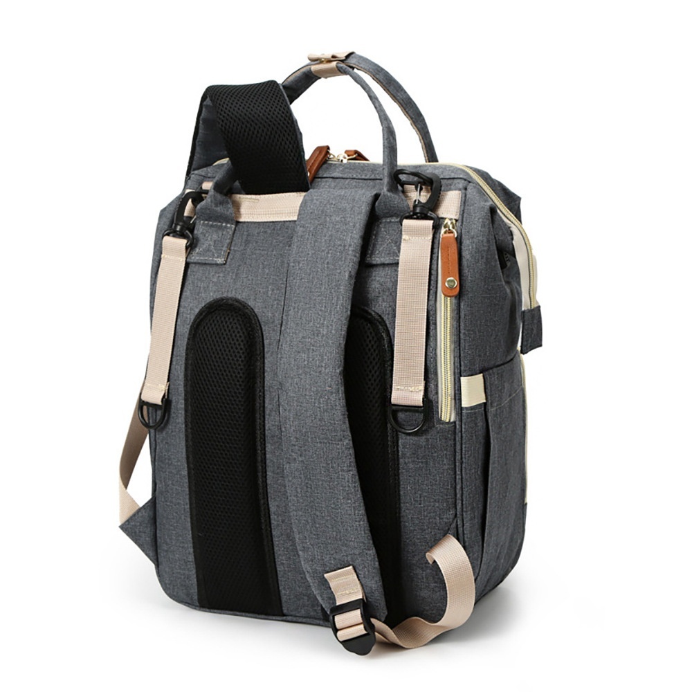 Mochila cambiador multifuncional, bolsa de pañales de viaje para bebé con puerto de carga USB, bolsillos térmicos y correas para cochecito.