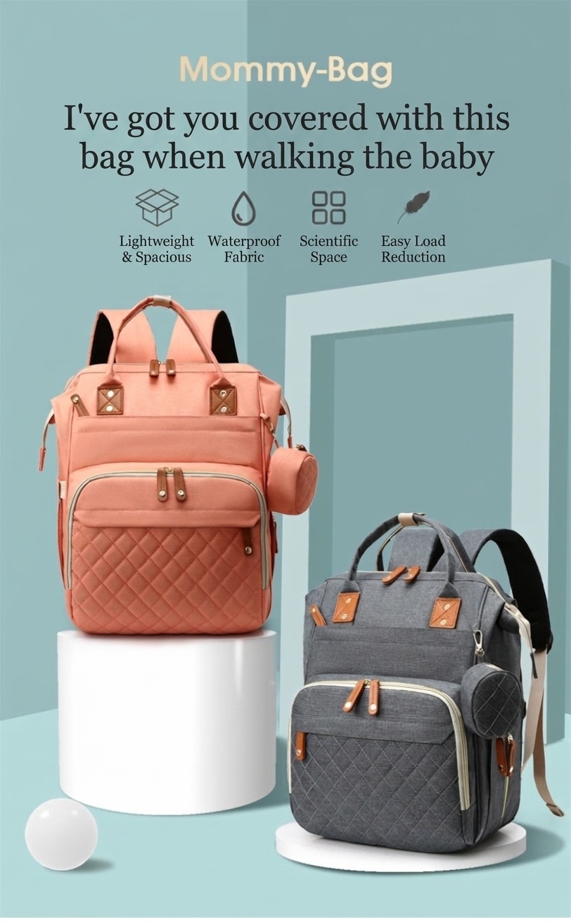 Mochila cambiador multifuncional, bolsa de pañales de viaje para bebé con puerto de carga USB, bolsillos térmicos y correas para cochecito.