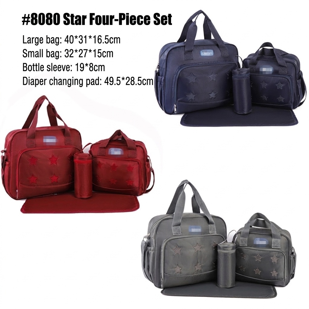 Set borsa fasciatoio 5 in 1, borsa a tracolla multifunzione per mamma con borsa grande, borsa piccola, porta biberon, marsupio e fasciatoio.