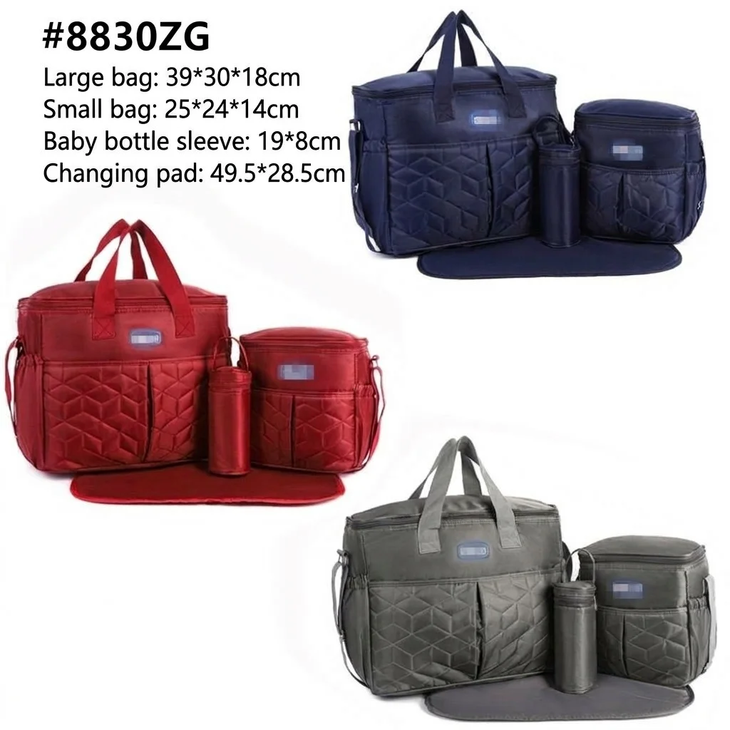 Set borsa fasciatoio 5 in 1, borsa a tracolla multifunzione per mamma con borsa grande, borsa piccola, porta biberon, marsupio e fasciatoio.