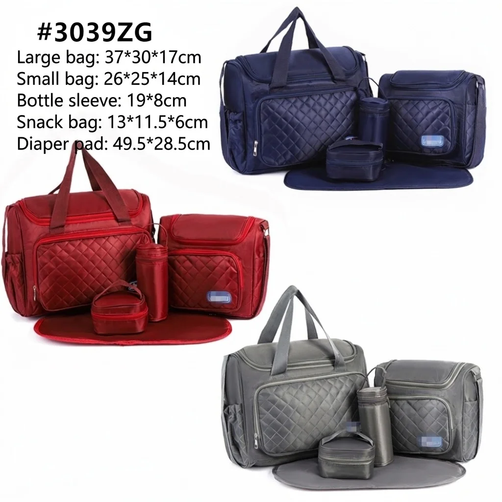 Set borsa fasciatoio 5 in 1, borsa a tracolla multifunzione per mamma con borsa grande, borsa piccola, porta biberon, marsupio e fasciatoio.