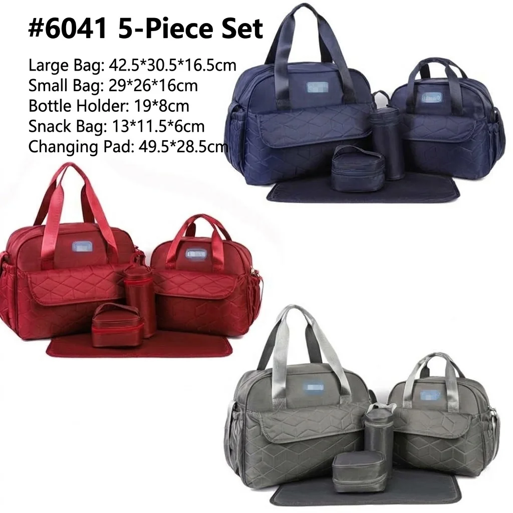 Set borsa fasciatoio 5 in 1, borsa a tracolla multifunzione per mamma con borsa grande, borsa piccola, porta biberon, marsupio e fasciatoio.