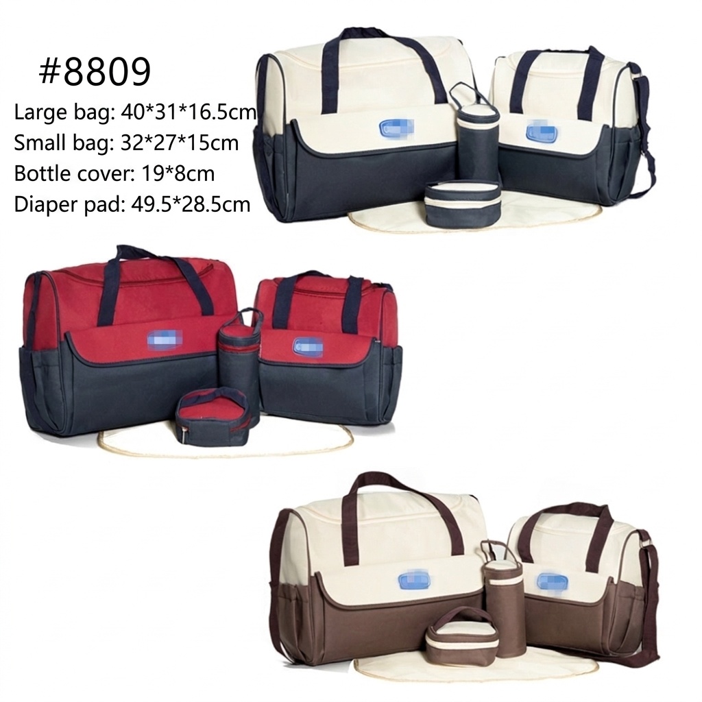 Set borsa fasciatoio 5 in 1, borsa a tracolla multifunzione per mamma con borsa grande, borsa piccola, porta biberon, marsupio e fasciatoio.
