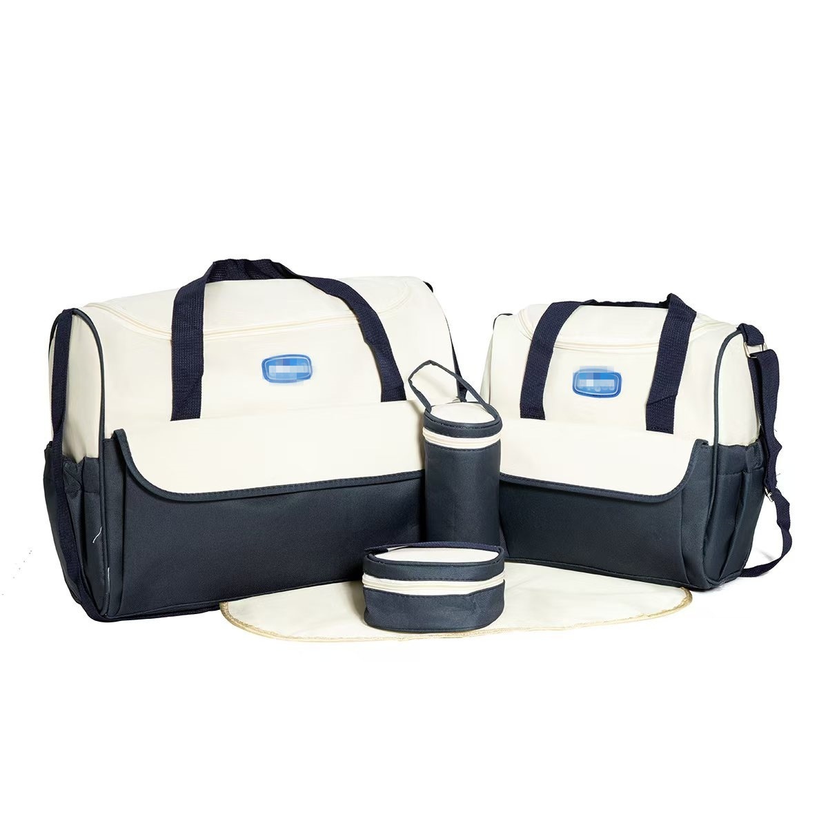 Set borsa fasciatoio 5 in 1, borsa a tracolla multifunzione per mamma con borsa grande, borsa piccola, porta biberon, marsupio e fasciatoio.
