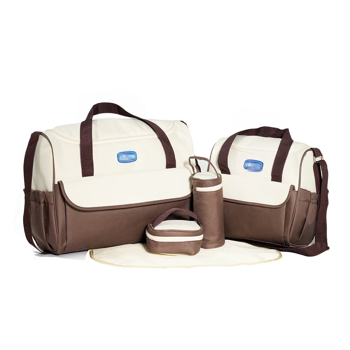 Set borsa fasciatoio 5 in 1, borsa a tracolla multifunzione per mamma con borsa grande, borsa piccola, porta biberon, marsupio e fasciatoio.