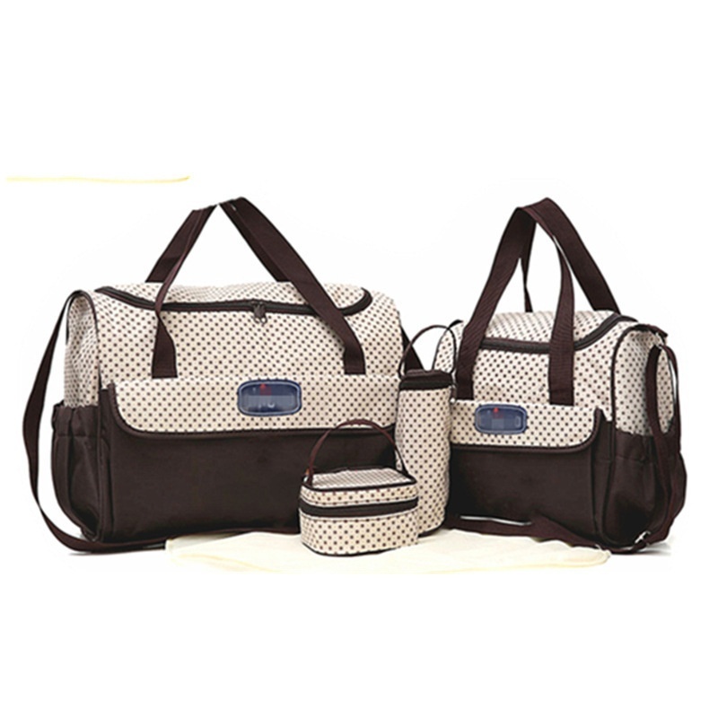 Set borsa fasciatoio 5 in 1, borsa a tracolla multifunzione per mamma con borsa grande, borsa piccola, porta biberon, marsupio e fasciatoio.