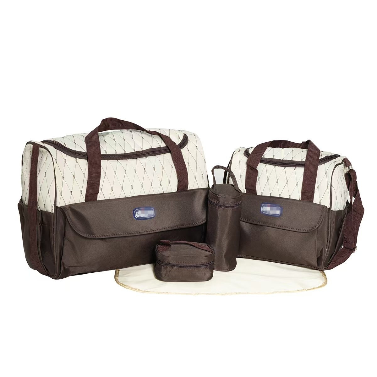 Set borsa fasciatoio 5 in 1, borsa a tracolla multifunzione per mamma con borsa grande, borsa piccola, porta biberon, marsupio e fasciatoio.