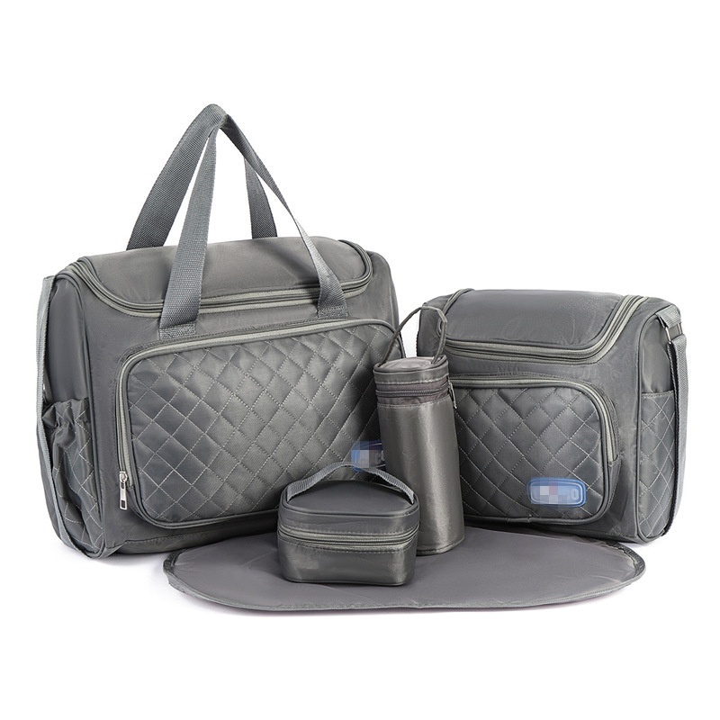 Set borsa fasciatoio 5 in 1, borsa a tracolla multifunzione per mamma con borsa grande, borsa piccola, porta biberon, marsupio e fasciatoio.