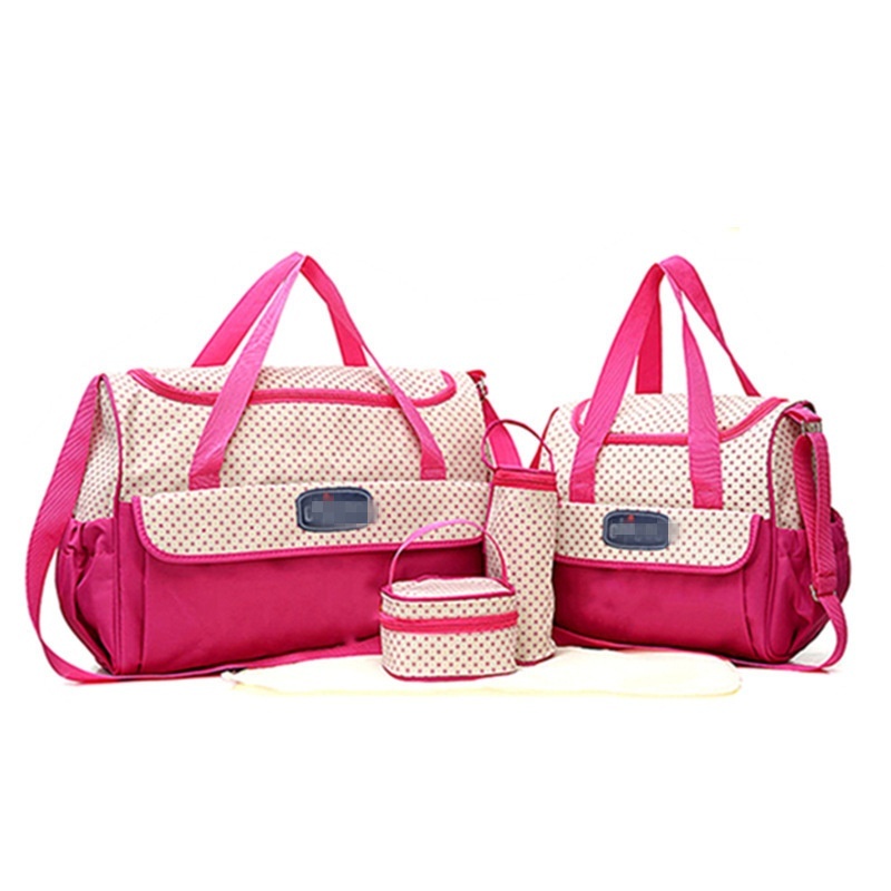 Set borsa fasciatoio 5 in 1, borsa a tracolla multifunzione per mamma con borsa grande, borsa piccola, porta biberon, marsupio e fasciatoio.