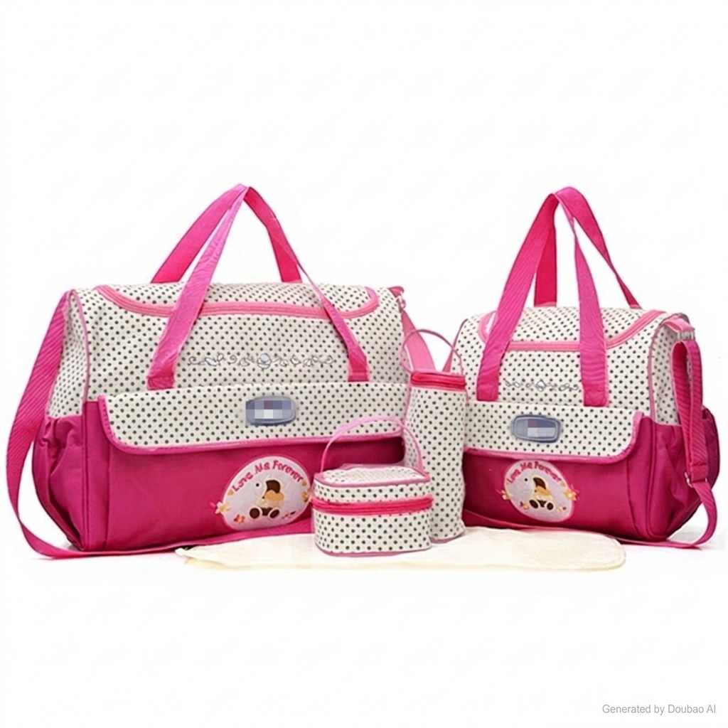 Set borsa fasciatoio 5 in 1, borsa a tracolla multifunzione per mamma con borsa grande, borsa piccola, porta biberon, marsupio e fasciatoio.
