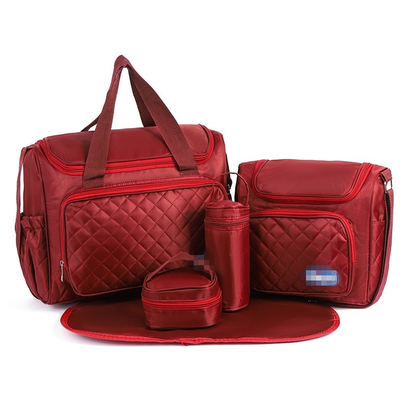 Set borsa fasciatoio 5 in 1, borsa a tracolla multifunzione per mamma con borsa grande, borsa piccola, porta biberon, marsupio e fasciatoio.