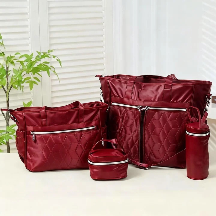 Set borsa fasciatoio 5 in 1, borsa a tracolla multifunzione per mamma con borsa grande, borsa piccola, porta biberon, marsupio e fasciatoio.