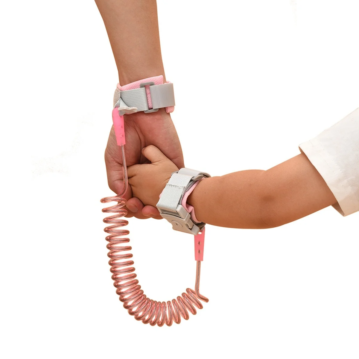 Guinzaglio di sicurezza anti-smarrimento per bambini, braccialetto traspirante con chiusura di sicurezza e filo elastico in acciaio a spirale per la sicurezza del bambino.