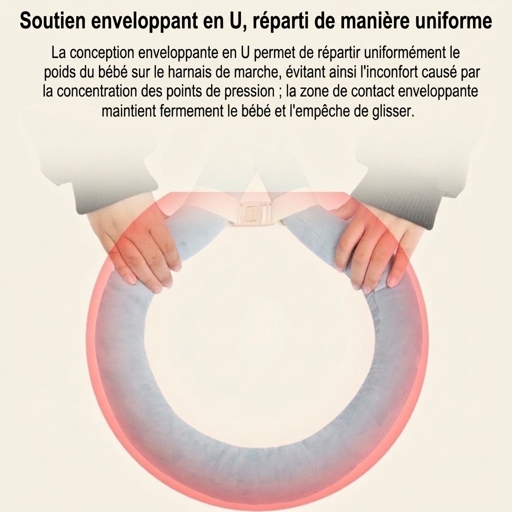 Harnais de marche pour bébé, trotteur portatif et respirant avec sangles de sécurité réglables pour les tout-petits apprenant à marcher.