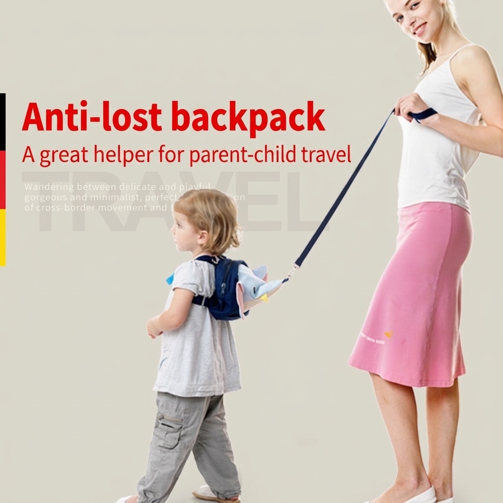 Zainetto di sicurezza per bambini con guinzaglio anti-smarrimento, mini zainetto a forma di elefante con imbracatura di sicurezza e cinghia pettorale per bambini e bambine.