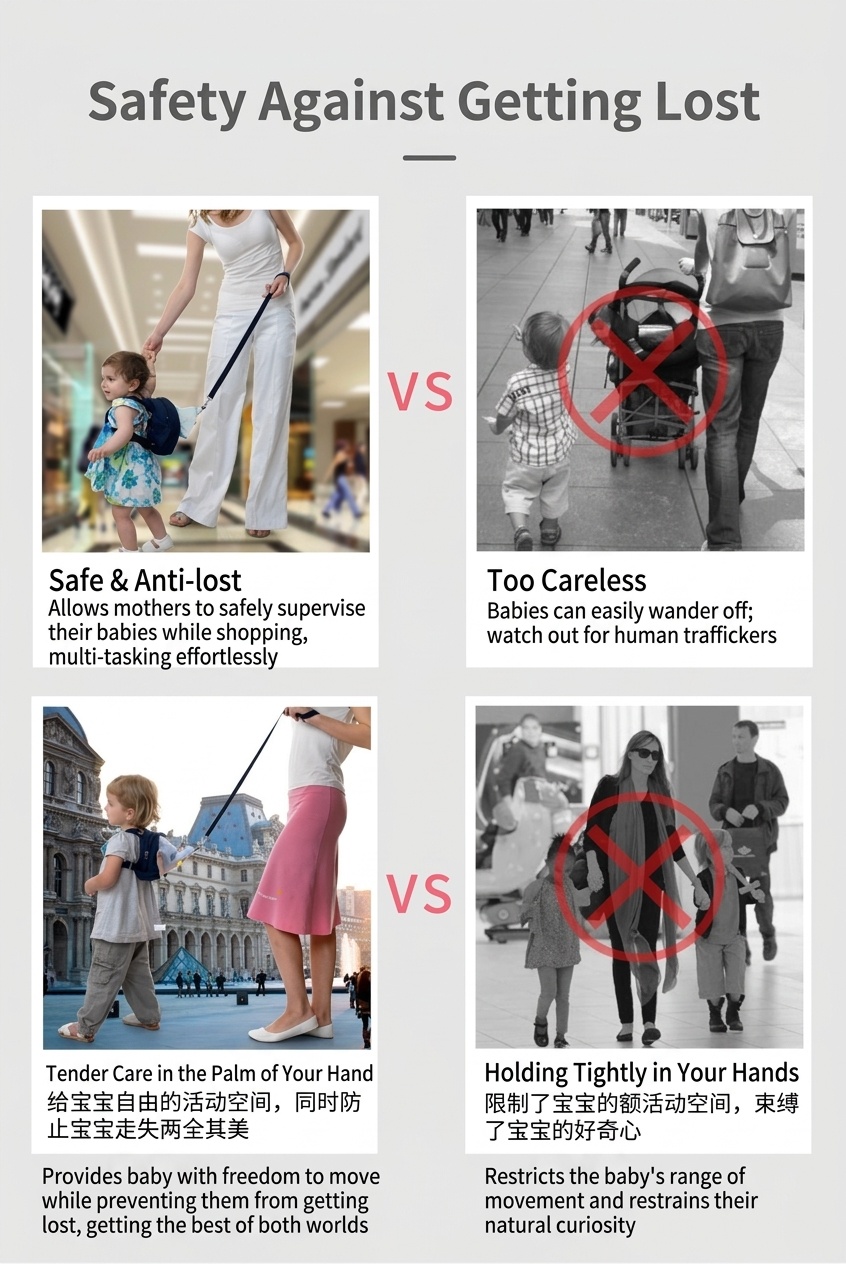 Zainetto di sicurezza per bambini con guinzaglio anti-smarrimento, mini zainetto a forma di elefante con imbracatura di sicurezza e cinghia pettorale per bambini e bambine.