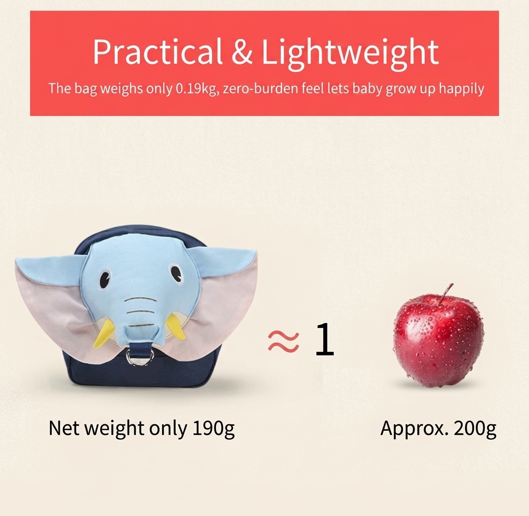 Zainetto di sicurezza per bambini con guinzaglio anti-smarrimento, mini zainetto a forma di elefante con imbracatura di sicurezza e cinghia pettorale per bambini e bambine.