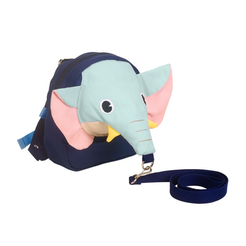 Zainetto di sicurezza per bambini con guinzaglio anti-smarrimento, mini zainetto a forma di elefante con imbracatura di sicurezza e cinghia pettorale per bambini e bambine.