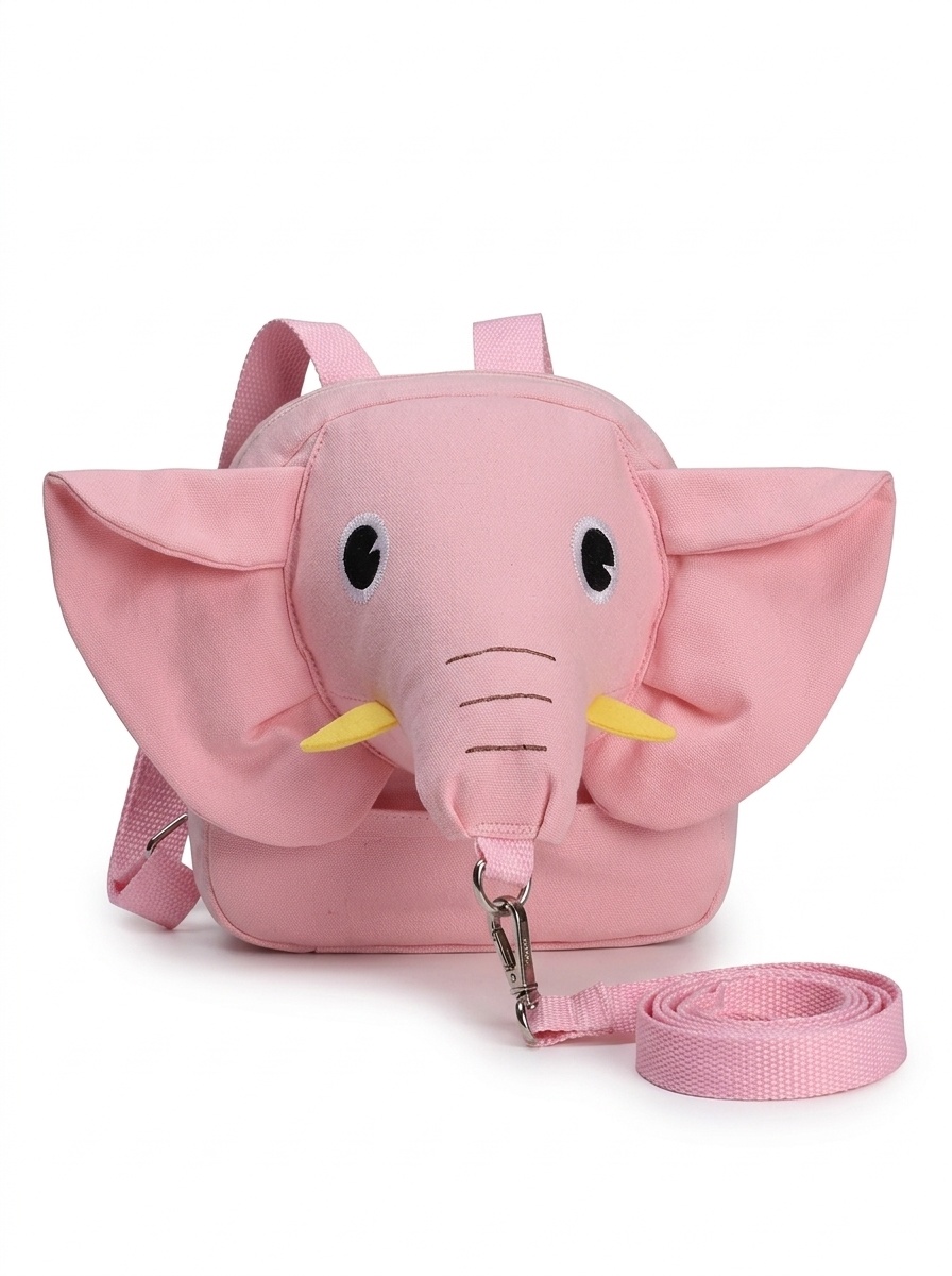 Zainetto di sicurezza per bambini con guinzaglio anti-smarrimento, mini zainetto a forma di elefante con imbracatura di sicurezza e cinghia pettorale per bambini e bambine.