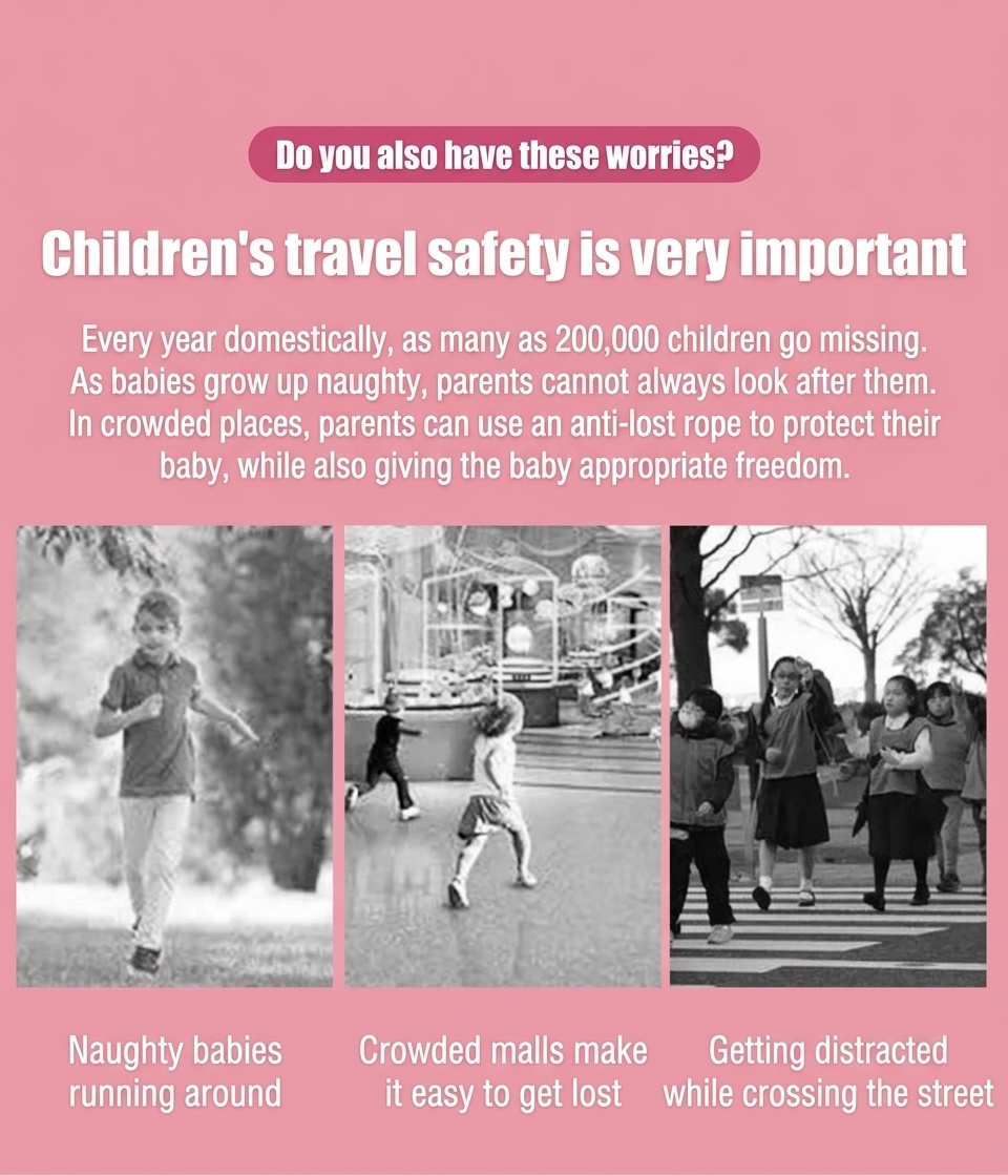 Imbracatura di sicurezza 2 in 1 per bambini con guinzaglio da polso anti-smarrimento, imbracatura traspirante per passeggiate con lucchetto e snodo girevole a 360°.