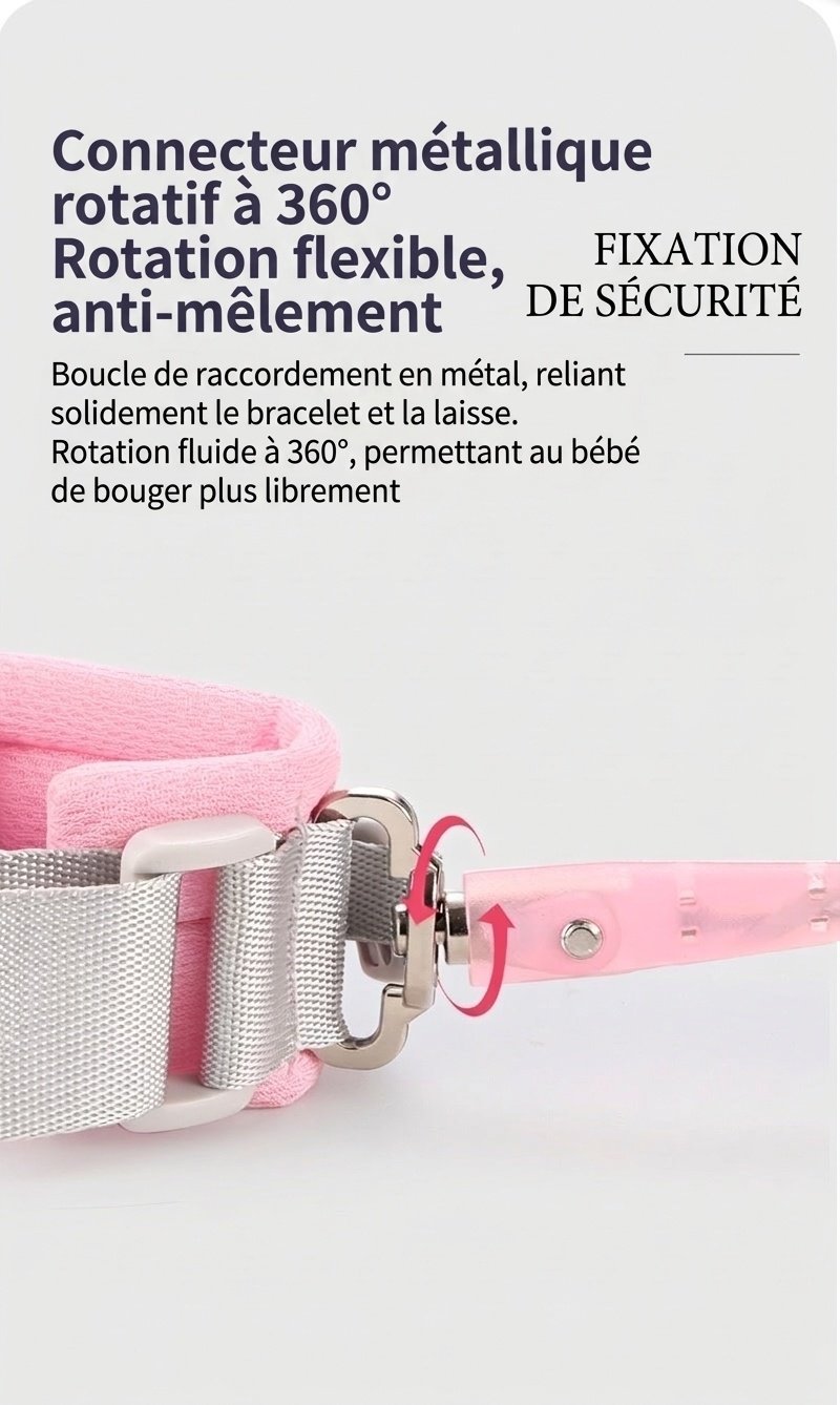 Harnais de sécurité enfant 2 en 1 avec dragonne anti-perte, harnais de marche respirant avec verrou et pivot à clé rotatif à 360°