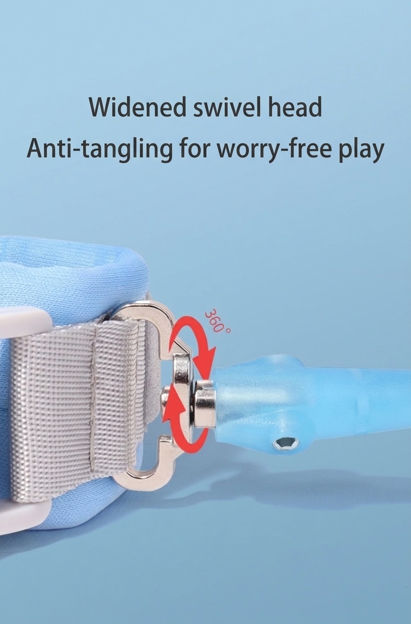 Guinzaglio da polso anti-smarrimento per bambini, cintura di sicurezza per passeggiate con chiusura a chiave e snodo girevole a 360° per neonati e bambini.