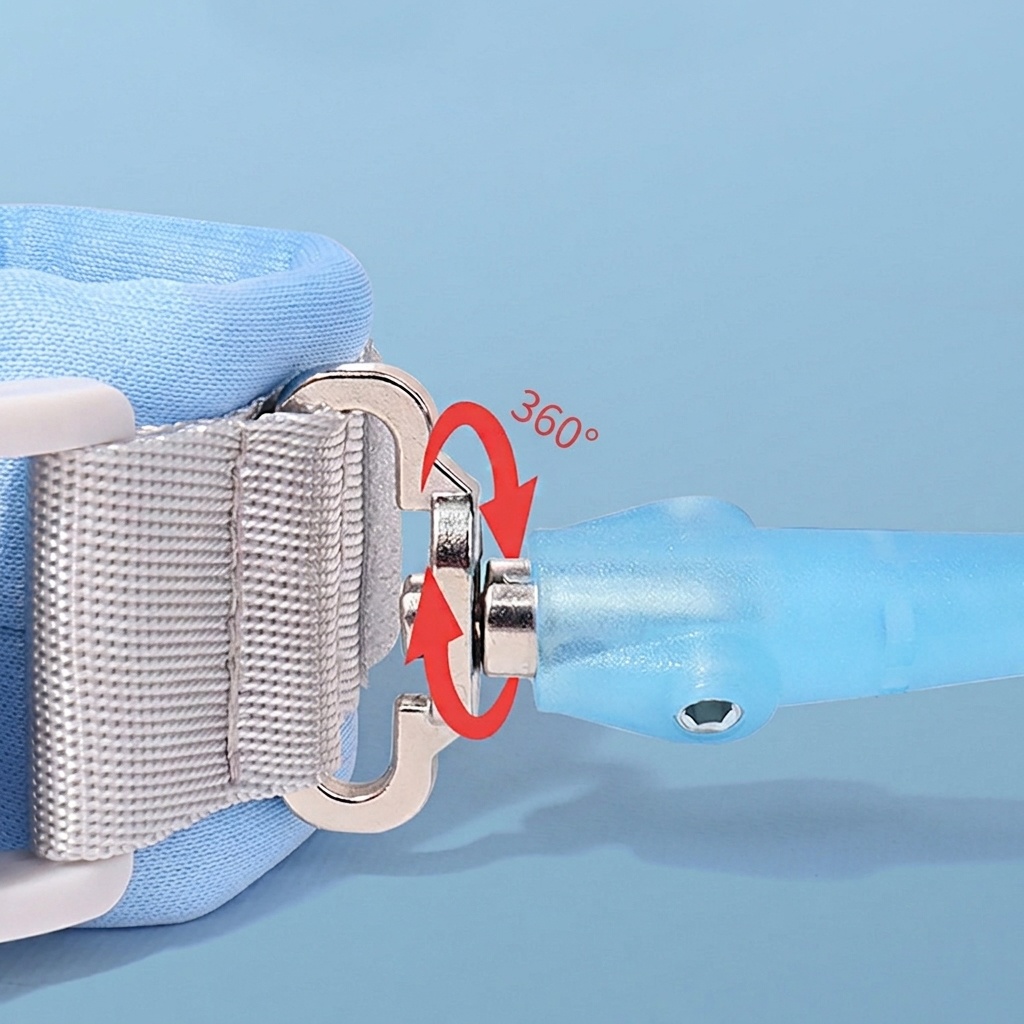 Guinzaglio da polso anti-smarrimento per bambini, cintura di sicurezza per passeggiate con chiusura a chiave e snodo girevole a 360° per neonati e bambini.
