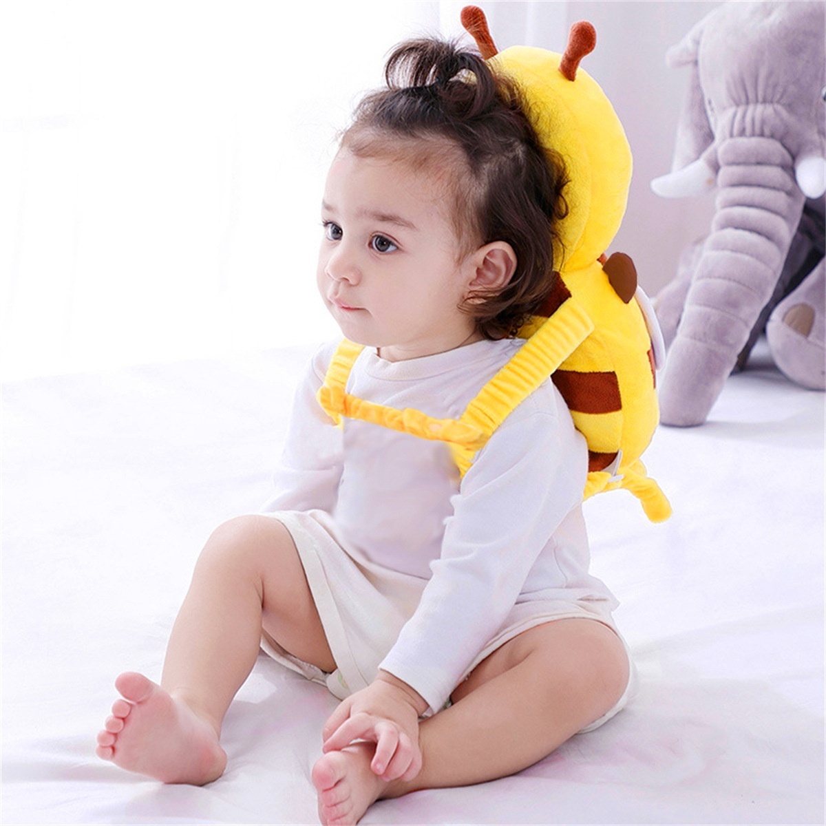 Mochila protectora para la cabeza del bebé, almohadilla protectora anticaídas para la cabeza del bebé con correa de seguridad y correas ajustables para gatear y caminar.