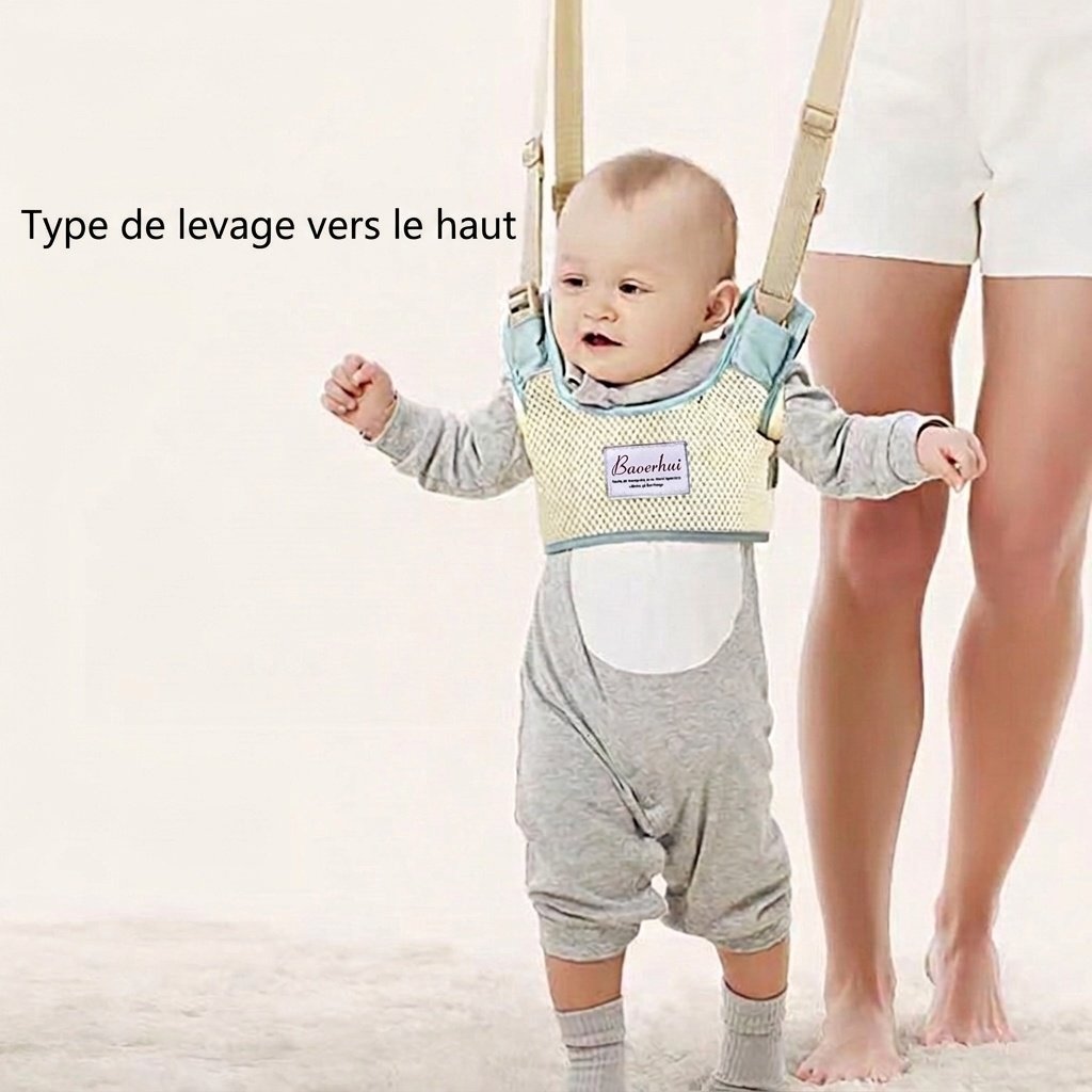 Harnais de marche respirant pour bébé, trotteur portable réglable avec boucle de sécurité pour l'apprentissage du quatre pattes et de la marche.