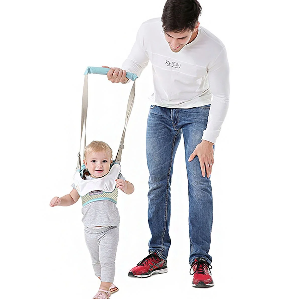 Imbracatura traspirante per imparare a camminare, ausilio per camminare regolabile con fibbia di sicurezza per neonati, ideale per gattonare e imparare a camminare.