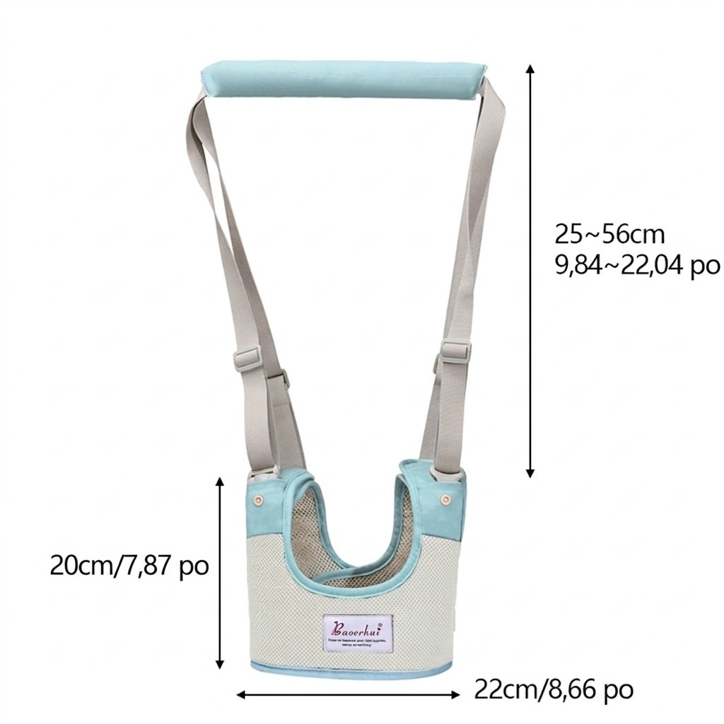 Harnais de marche respirant pour bébé, trotteur portable réglable avec boucle de sécurité pour l'apprentissage du quatre pattes et de la marche.