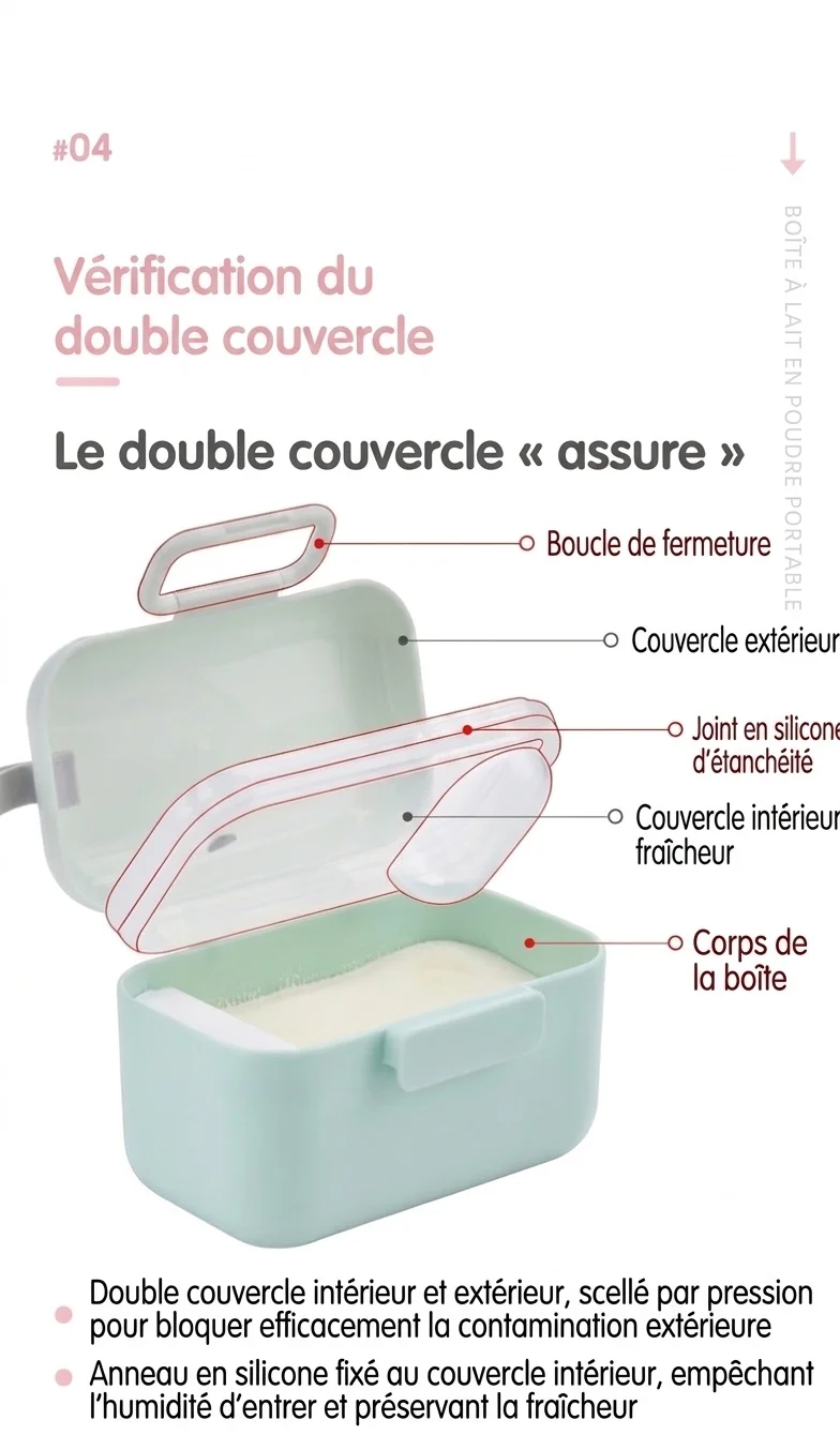 Distributeur portable de lait en poudre pour nourrissons, récipient hermétique pour collations avec cuillère doseuse et niveleur pour les voyages et les sorties