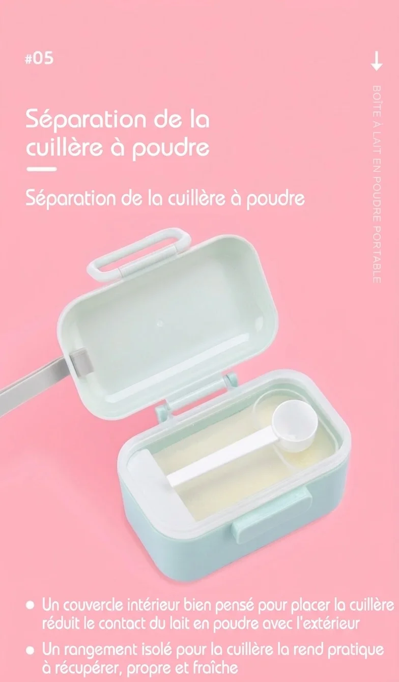 Distributeur portable de lait en poudre pour nourrissons, récipient hermétique pour collations avec cuillère doseuse et niveleur pour les voyages et les sorties