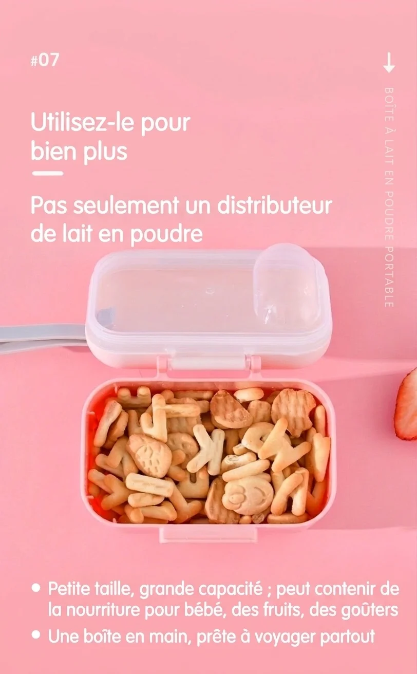 Distributeur portable de lait en poudre pour nourrissons, récipient hermétique pour collations avec cuillère doseuse et niveleur pour les voyages et les sorties