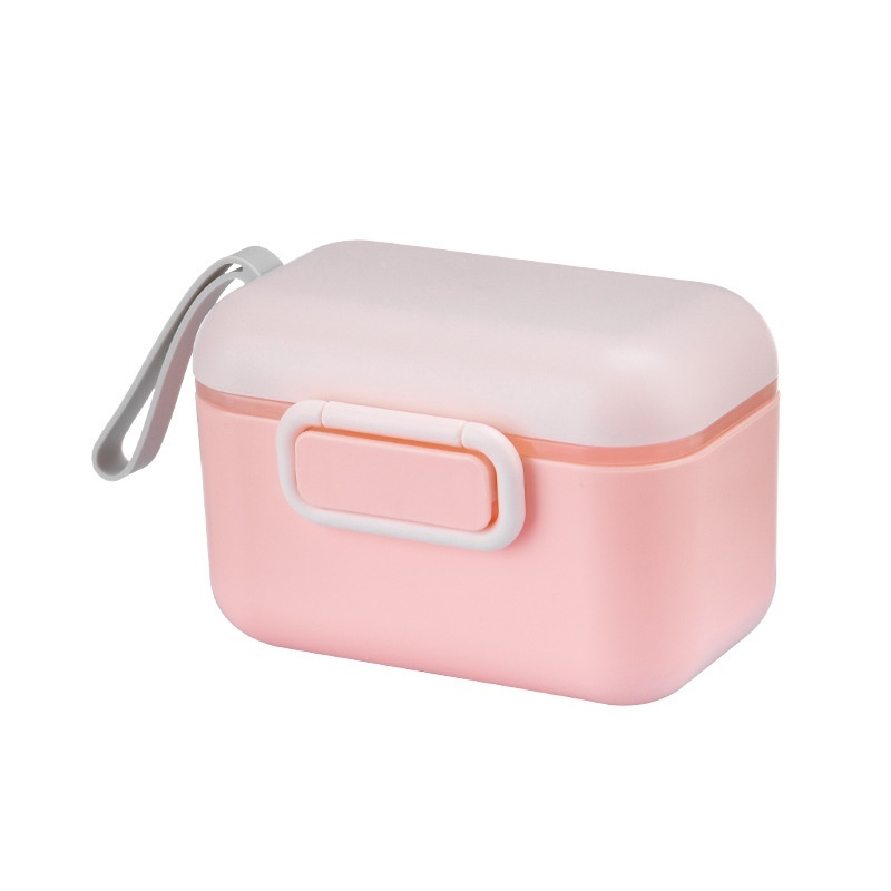 Dispenser portatile di latte in polvere per neonati, contenitore ermetico per snack con misurino e livellatore, ideale per viaggi e gite.