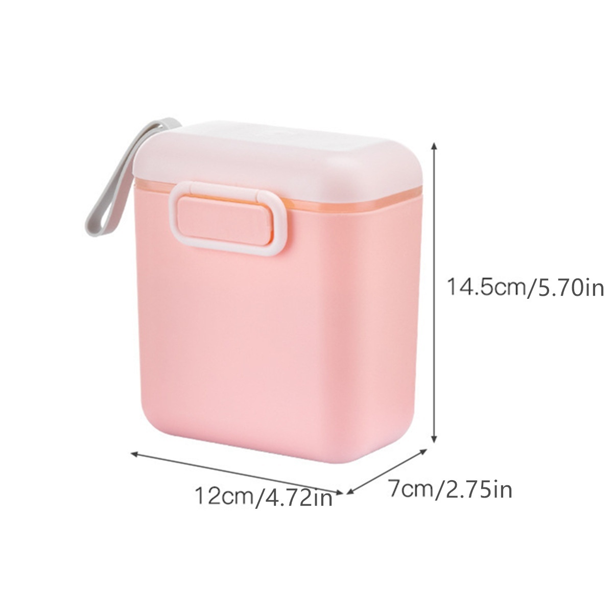 Dispenser portatile di latte in polvere per neonati, contenitore ermetico per snack con misurino e livellatore, ideale per viaggi e gite.