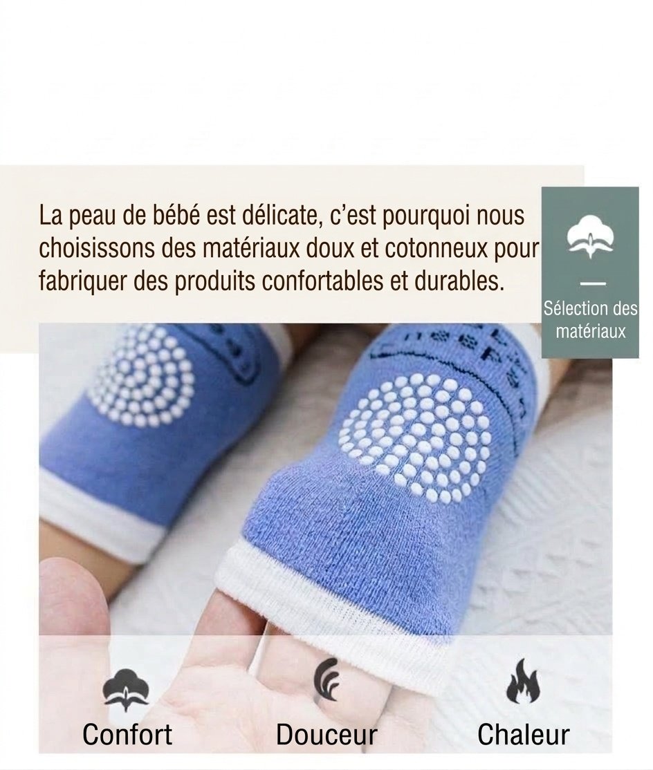 Genouillères pour bébé qui rampe, protections élastiques et respirantes pour les genoux des nourrissons avec une adhérence antidérapante en silicone pour les bébés qui rampent et marchent